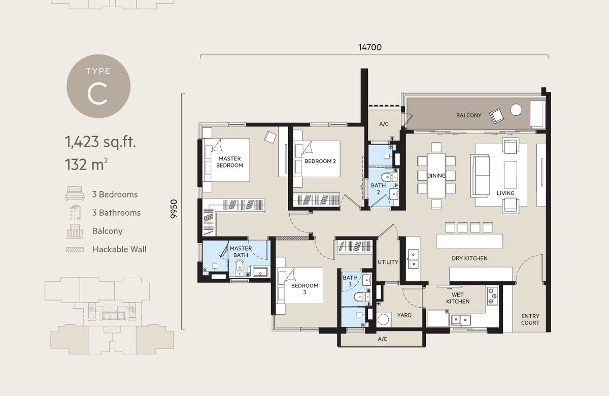 OAKA Residences Type C floor plan